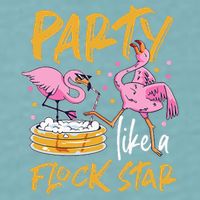 Party Like A Flock Star Flamingos In Kiddie Pool Sueded Cloud Jersey T-Shirt