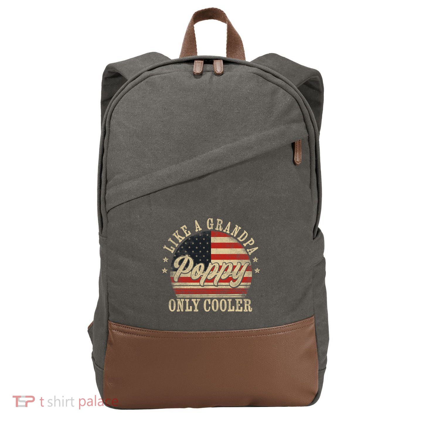 Poppy Like A Grandpa Only Cooler Poppy FatherS Day Cotton Canvas Backpack