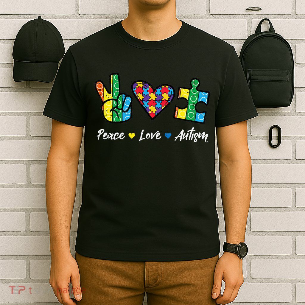 Peace Love Autism Puzzle Awareness T-Shirt