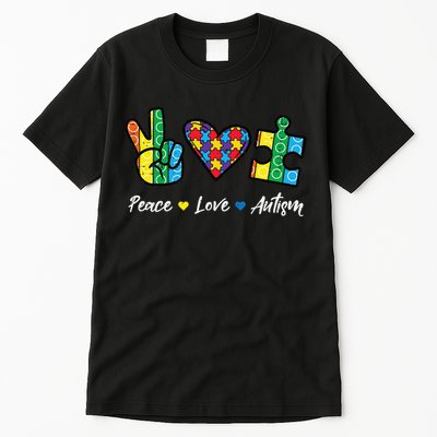 Peace Love Autism Puzzle Awareness Tall T-Shirt