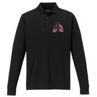 Patriotic Lungs American Flag Respiratory Therapist Performance Long Sleeve Polo