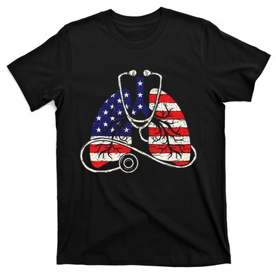 Patriotic Lungs American Flag Respiratory Therapist T-Shirt