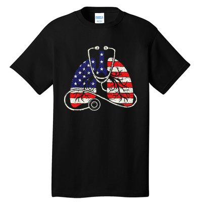 Patriotic Lungs American Flag Respiratory Therapist Tall T-Shirt