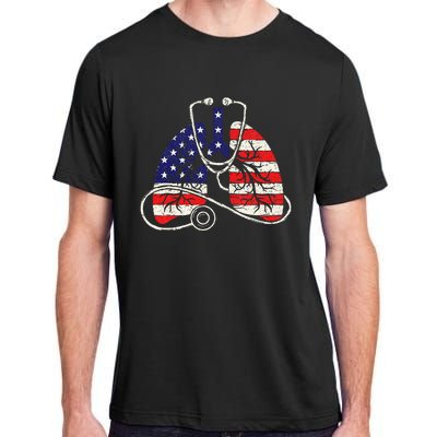 Patriotic Lungs American Flag Respiratory Therapist Adult ChromaSoft Performance T-Shirt