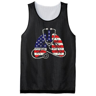 Patriotic Lungs American Flag Respiratory Therapist Mesh Reversible Basketball Jersey Tank