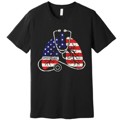 Patriotic Lungs American Flag Respiratory Therapist Premium T-Shirt