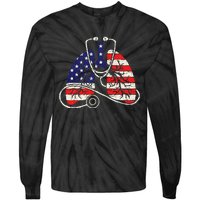 Patriotic Lungs American Flag Respiratory Therapist Tie-Dye Long Sleeve Shirt