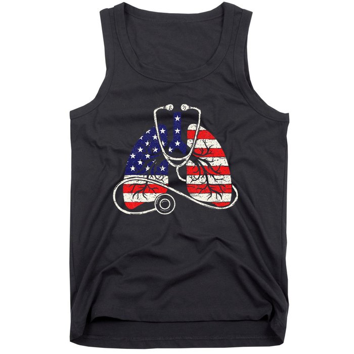 Patriotic Lungs American Flag Respiratory Therapist Tank Top