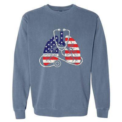 Patriotic Lungs American Flag Respiratory Therapist Garment-Dyed Sweatshirt