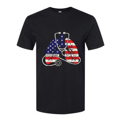 Patriotic Lungs American Flag Respiratory Therapist Softstyle CVC T-Shirt