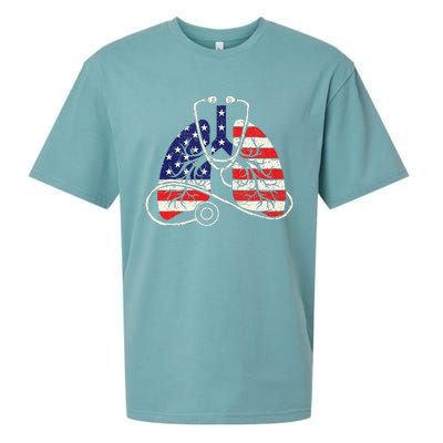 Patriotic Lungs American Flag Respiratory Therapist Sueded Cloud Jersey T-Shirt