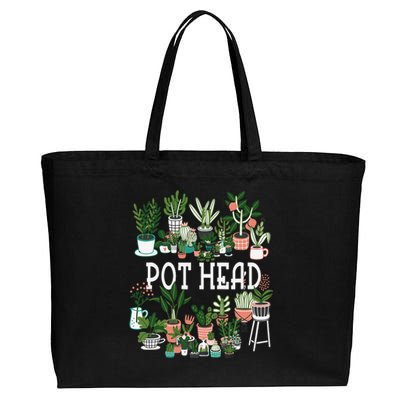 Plant Lover And Gardener Pot Head Succulent Cotton Canvas Jumbo Tote