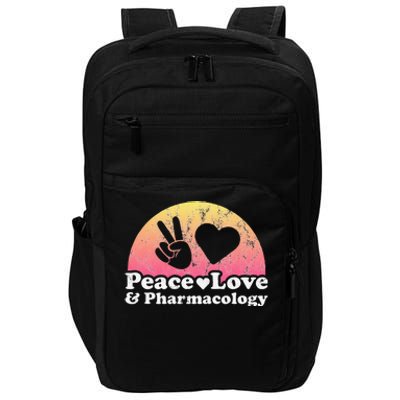 Peace Love and Pharmacology Pharmacist Impact Tech Backpack