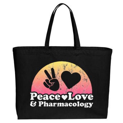 Peace Love and Pharmacology Pharmacist Cotton Canvas Jumbo Tote