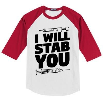 Phlebotomy Lab Assistant Cute Gift I Will Stab You Cute Gift Phlebotomist Cute G Kids Colorblock Raglan Jersey