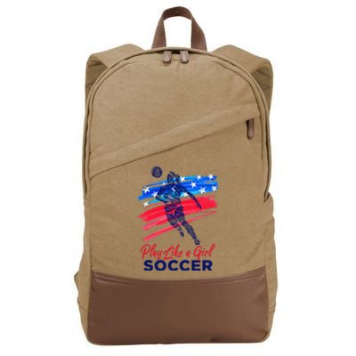 Play Like a Soccer Sport Teen Wo Football Cotton Canvas Backpack