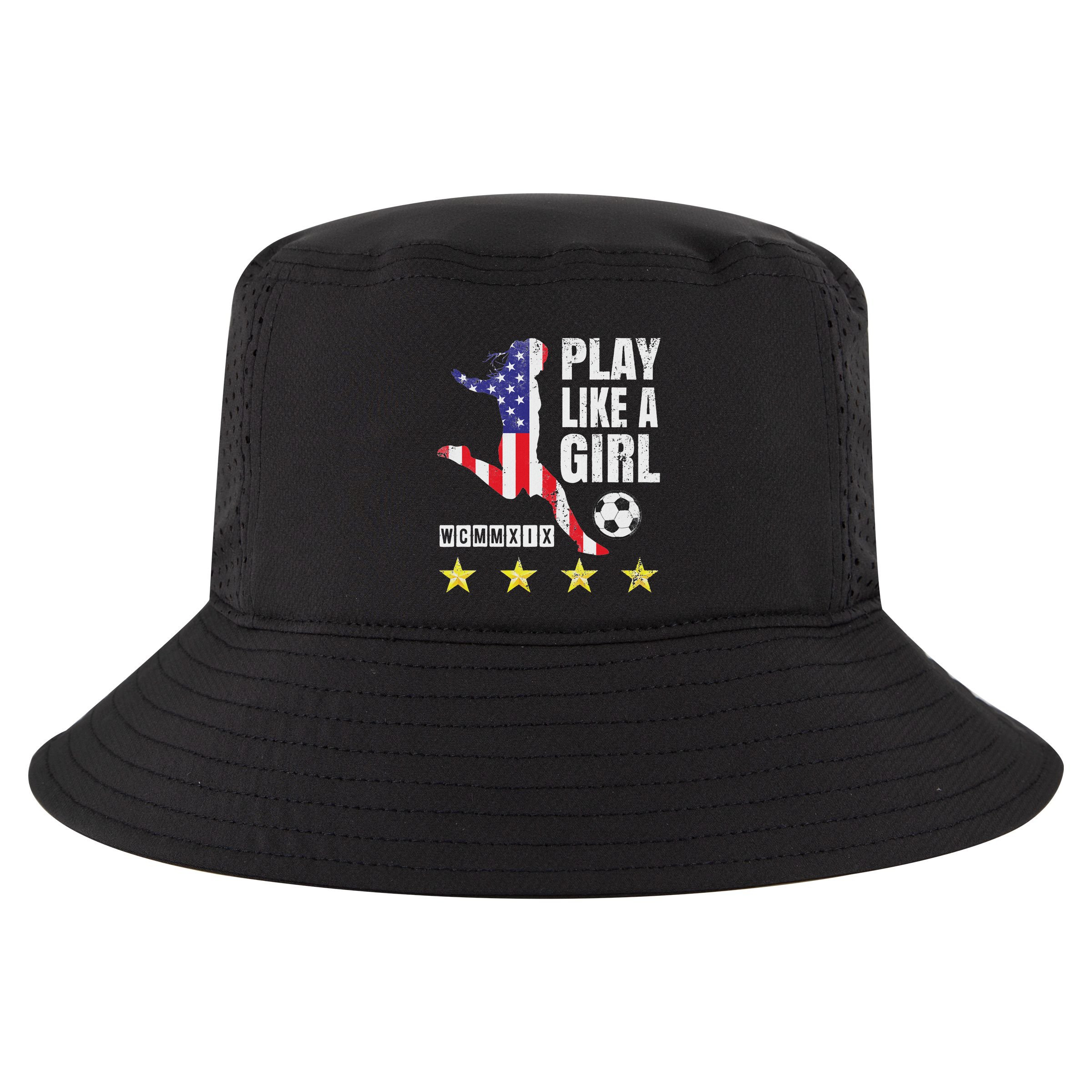 Play Like A Girl Soccer Usa United States Cool Comfort Performance Bucket Hat