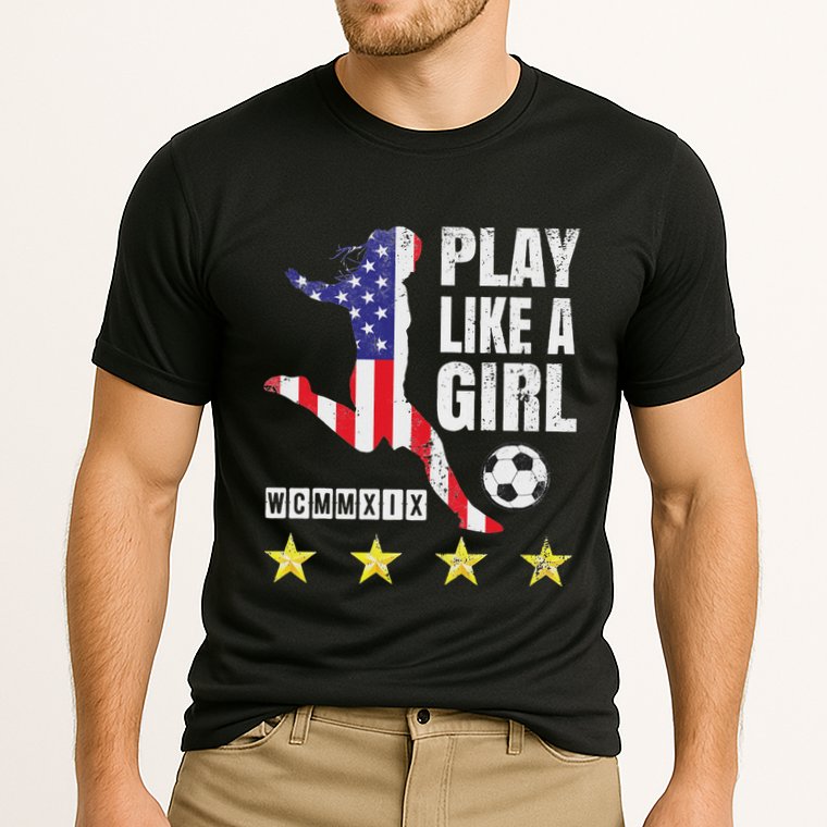 Play Like A Girl Soccer Usa United States Cooling Performance Crew T-Shirt
