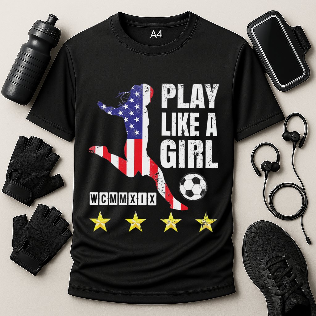 Play Like A Girl Soccer Usa United States Cooling Performance Crew T-Shirt