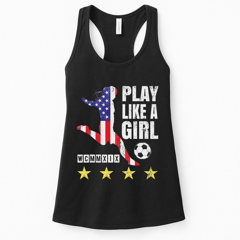 Play Like A Girl Soccer Usa United States Womens Tank Top