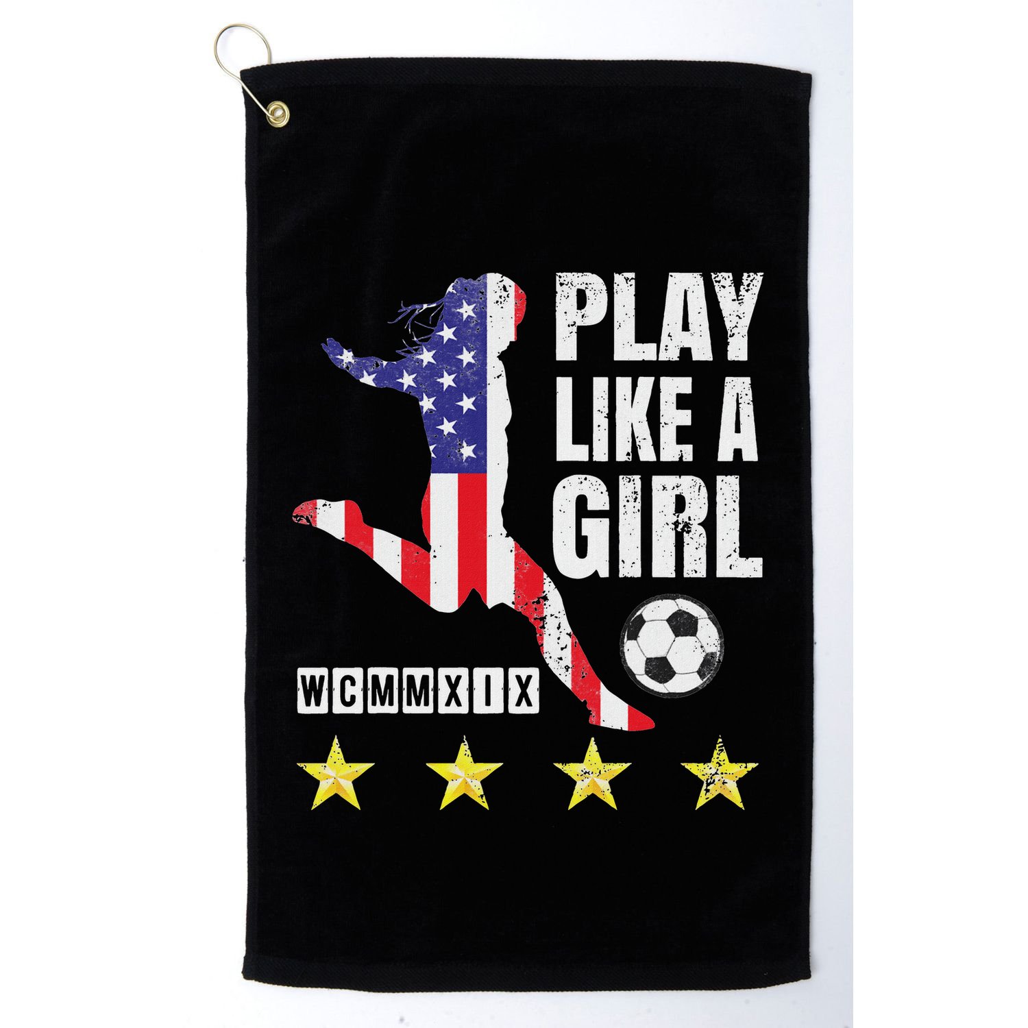 Play Like A Girl Soccer Usa United States Golf Towel