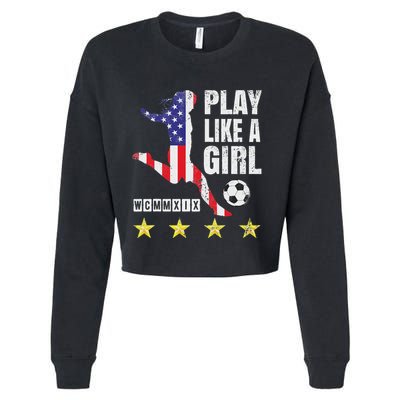 Play Like A Girl Soccer Usa United States Cropped Pullover Crew