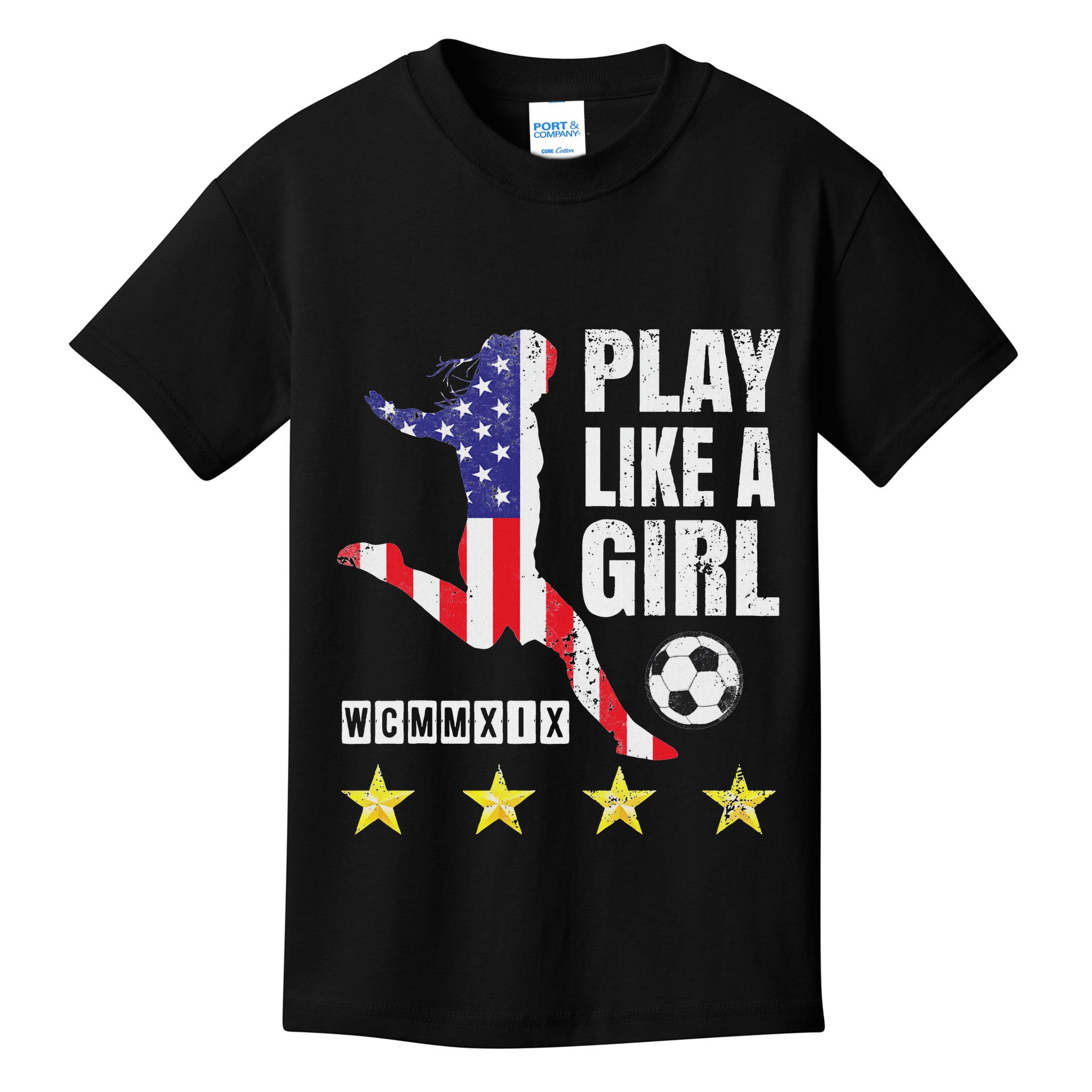 Play Like A Girl Soccer Usa United States Kids T-Shirt