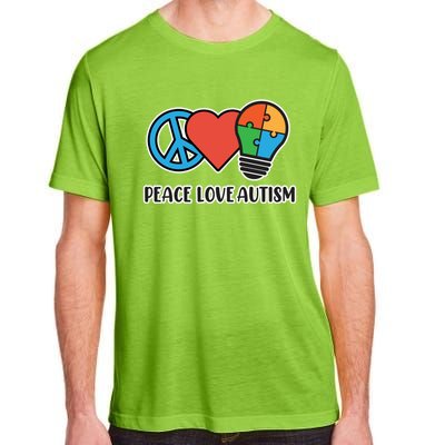 Peace Love Autism Awareness Autistic Mom Graphic Funny Gift Adult ChromaSoft Performance T-Shirt