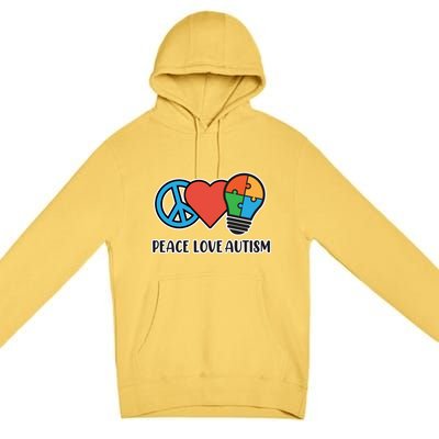 Peace Love Autism Awareness Autistic Mom Graphic Funny Gift Premium Pullover Hoodie