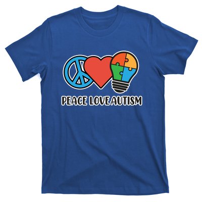 Peace Love Autism Awareness Autistic Mom Graphic Funny Gift T-Shirt