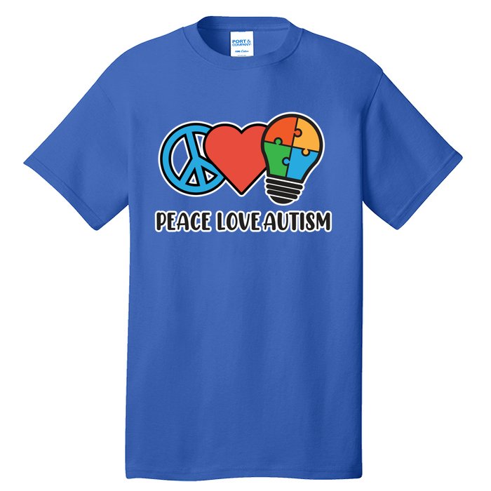 Peace Love Autism Awareness Autistic Mom Graphic Funny Gift Tall T-Shirt