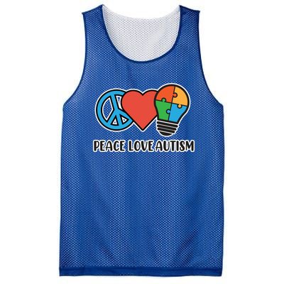 Peace Love Autism Awareness Autistic Mom Graphic Funny Gift Mesh Reversible Basketball Jersey Tank