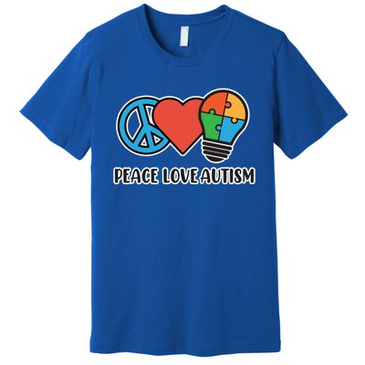 Peace Love Autism Awareness Autistic Mom Graphic Funny Gift Premium T-Shirt