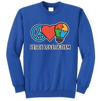 Peace Love Autism Awareness Autistic Mom Graphic Funny Gift Tall Sweatshirt