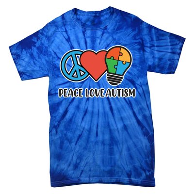 Peace Love Autism Awareness Autistic Mom Graphic Funny Gift Tie-Dye T-Shirt