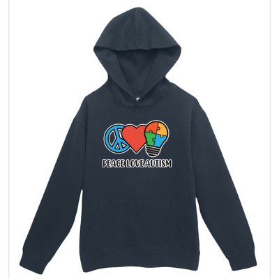 Peace Love Autism Awareness Autistic Mom Graphic Funny Gift Urban Pullover Hoodie