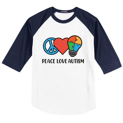 Peace Love Autism Awareness Autistic Mom Graphic Funny Gift Baseball Sleeve Shirt