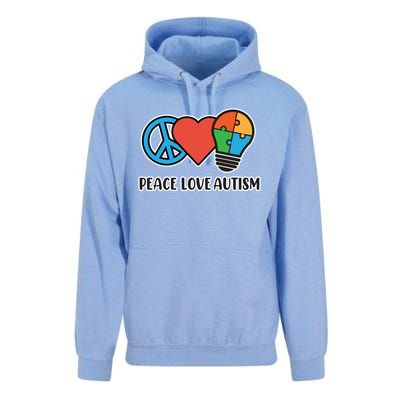 Peace Love Autism Awareness Autistic Mom Graphic Funny Gift Unisex Surf Hoodie