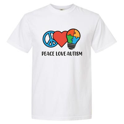 Peace Love Autism Awareness Autistic Mom Graphic Funny Gift Garment-Dyed Heavyweight T-Shirt