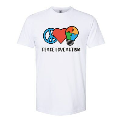 Peace Love Autism Awareness Autistic Mom Graphic Funny Gift Softstyle CVC T-Shirt