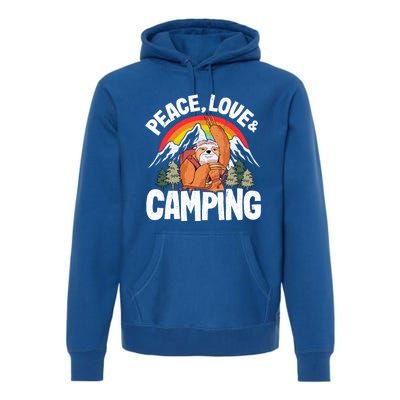 Peace Love And Camping Rainbow Sloth Rv Camper Camping Cool Gift Premium Hoodie