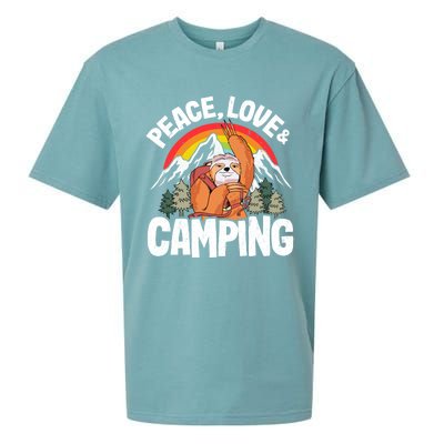 Peace Love And Camping Rainbow Sloth Rv Camper Camping Cool Gift Sueded Cloud Jersey T-Shirt