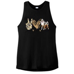 Peace Love Aussie Funny Aussie Mom Dog Mom Mothers Day Gift Ladies PosiCharge Tri-Blend Wicking Tank