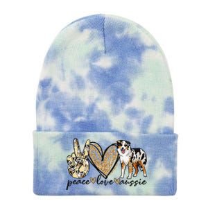 Peace Love Aussie Funny Aussie Mom Dog Mom Mothers Day Gift Tie Dye 12in Knit Beanie