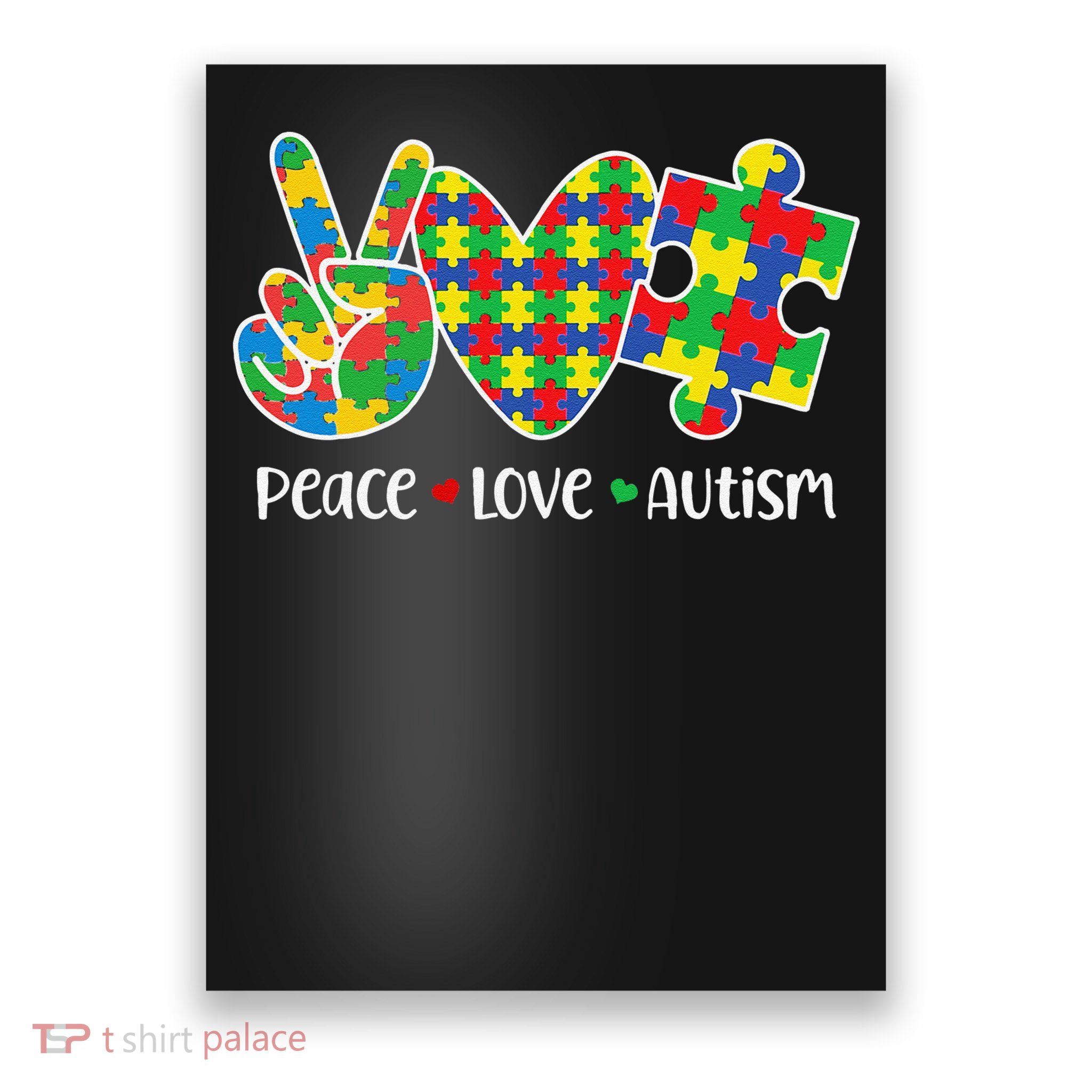 Peace Love Autism In April We Wear Blue Autism Awareness Poster