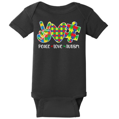 Peace Love Autism In April We Wear Blue Autism Awareness Baby Bodysuit