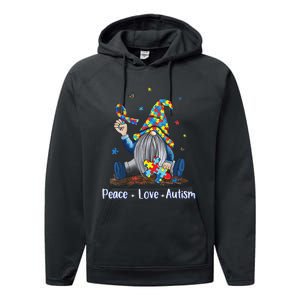 Peace Love Autism Gnome Autism Tie Dye Autism Awareness Performance Fleece Hoodie