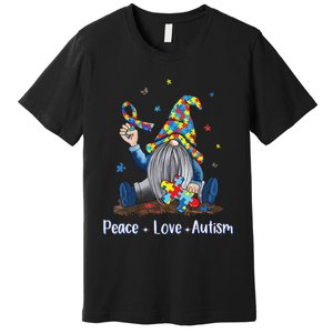 Peace Love Autism Gnome Autism Tie Dye Autism Awareness Premium T-Shirt