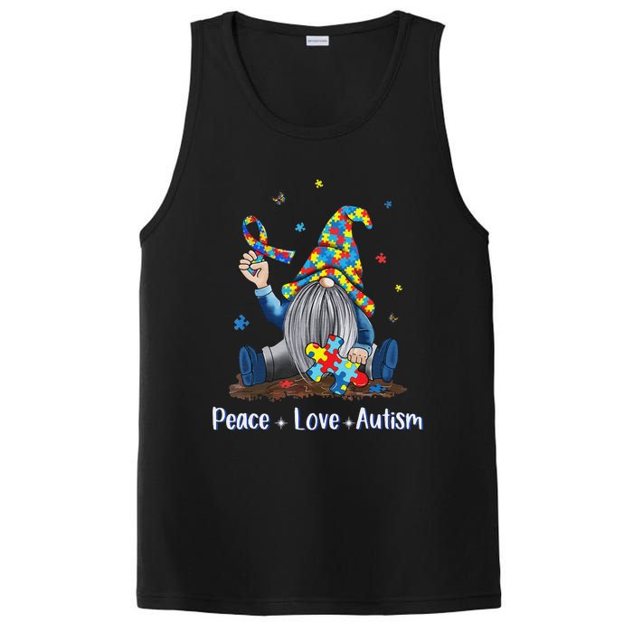 Peace Love Autism Gnome Autism Tie Dye Autism Awareness PosiCharge Competitor Tank