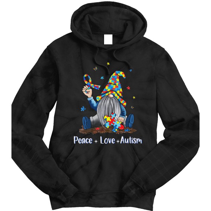 Peace Love Autism Gnome Autism Tie Dye Autism Awareness Tie Dye Hoodie